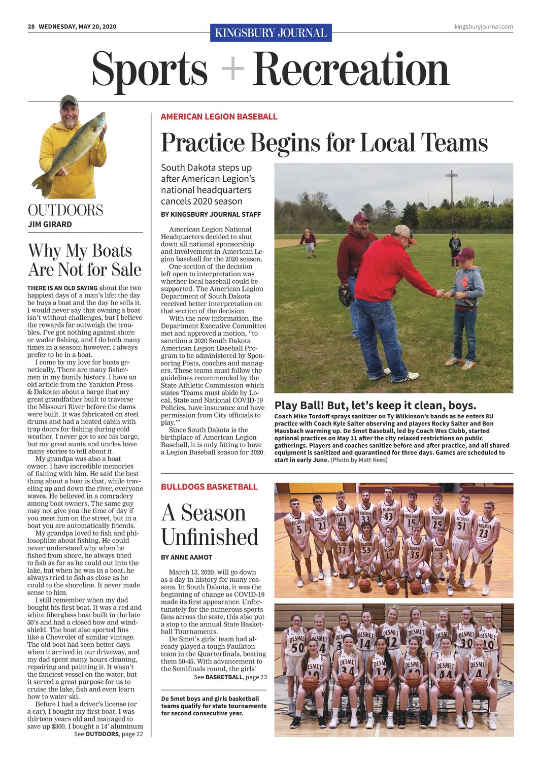 The back page features sports and recreation.
